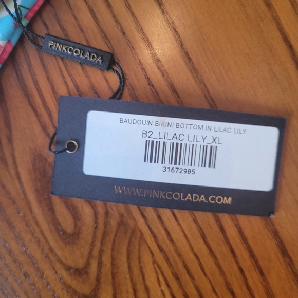 Pink Colada blue/pink floral bikini bottom, size XL - NEW - Picture 3 of 6